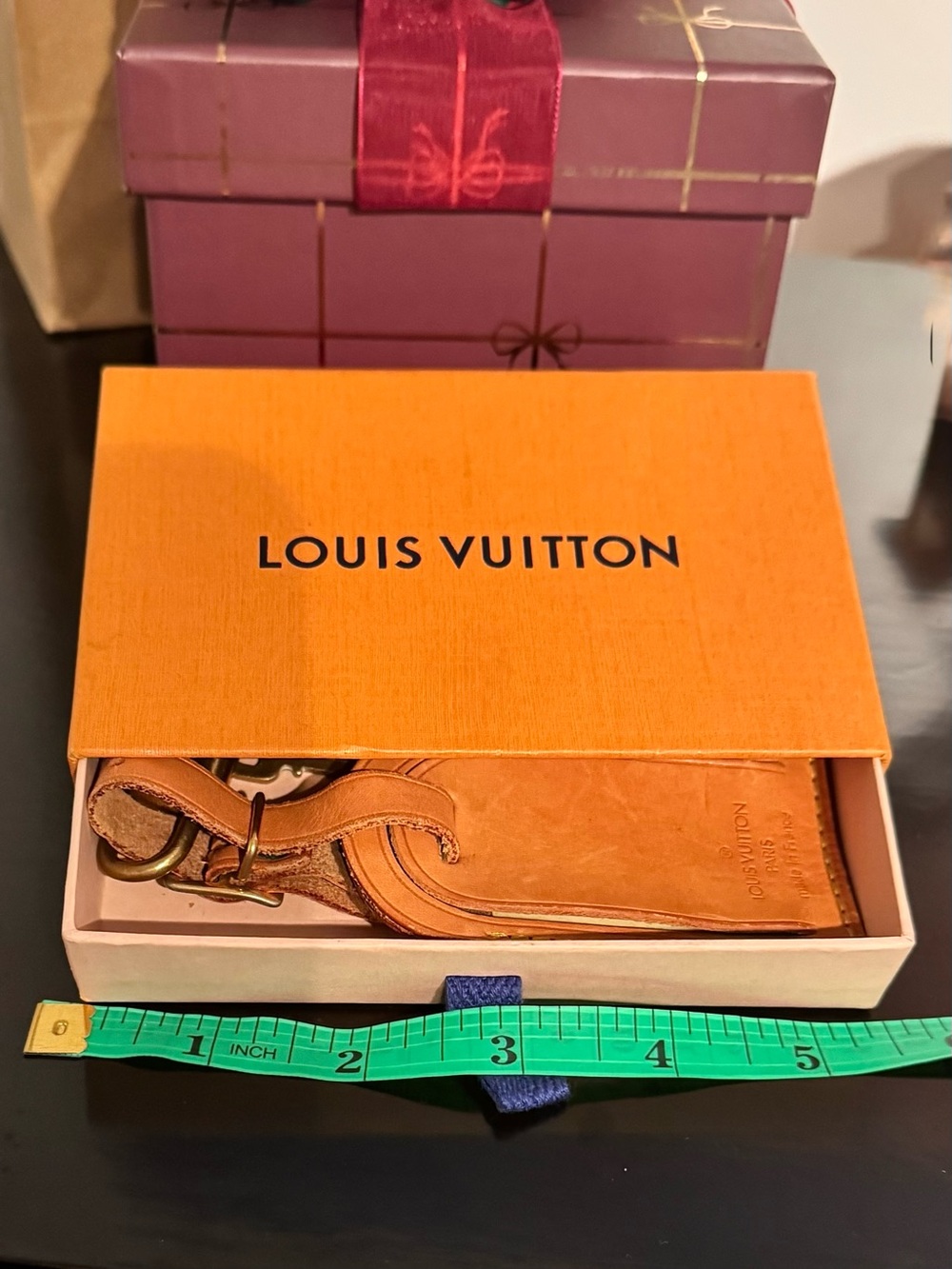 Authentic Louis Vuitton Vachetta Luggage Tag Lock 2 Keys 312 & Box Set - Picture 4 of 10